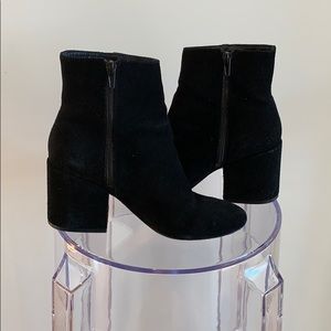 Urban Outfitters Black Suede Block Heel Bootie